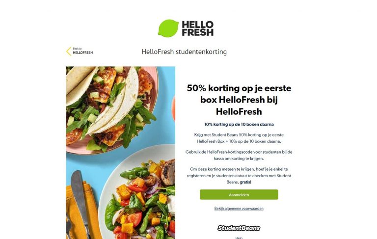 Krijg als student extra korting bij HelloFresh