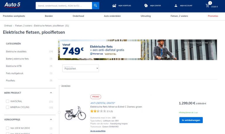 Ontdek het aanbod fietsen bij Auto5