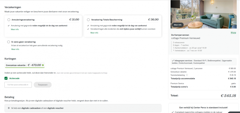 center parcs actiecode