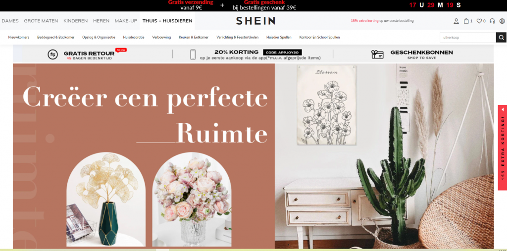 Shein at home pagina